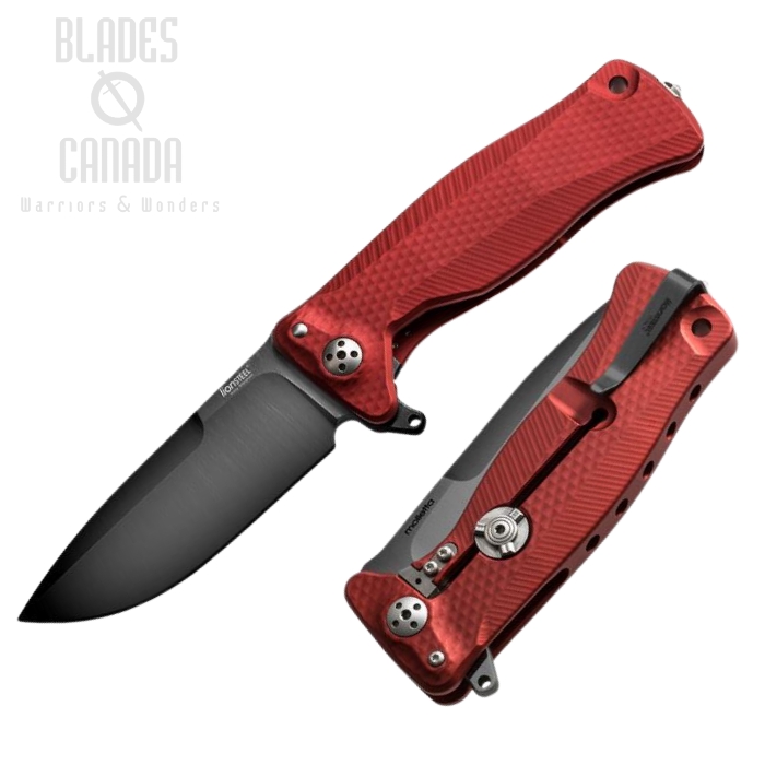 Lion Steel SR11A RB Flipper Framelock Knife, Sleipner Black, Aluminum Red